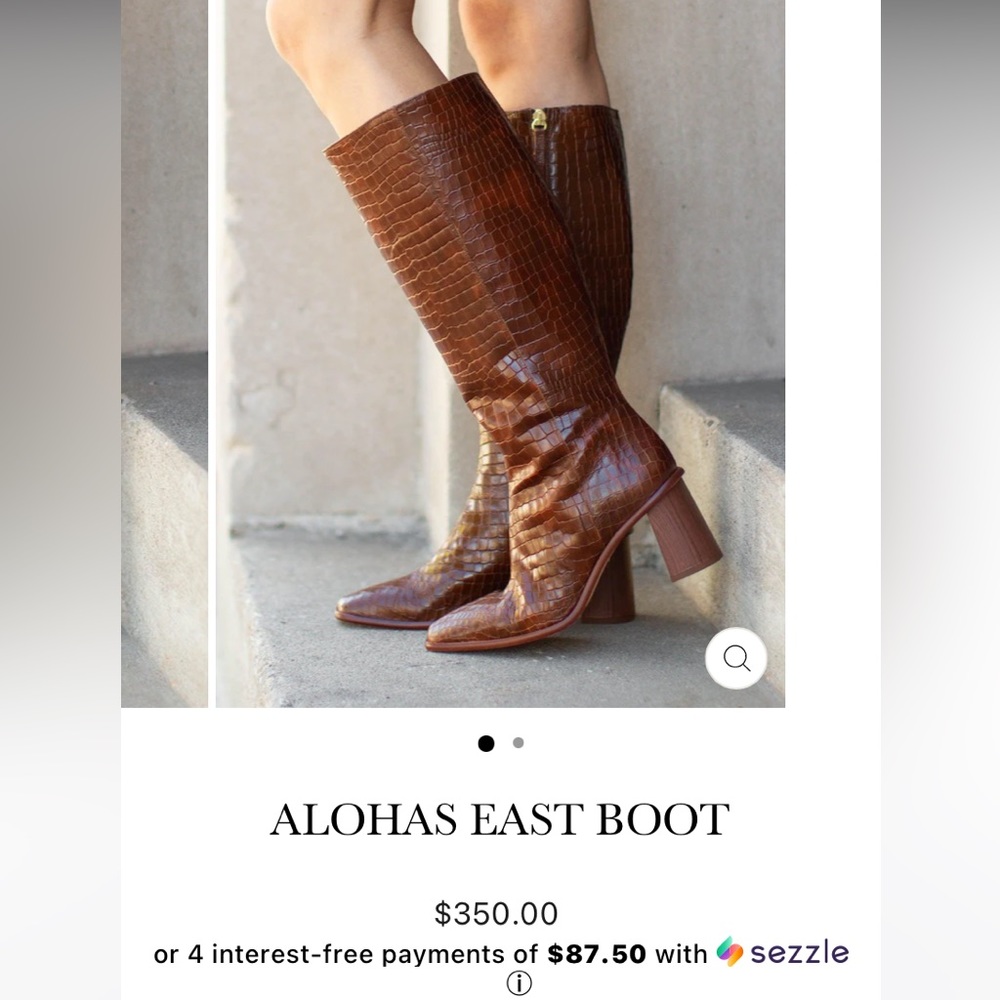 ALOHAS Brown Croc-Embossed Leather Knee Boots